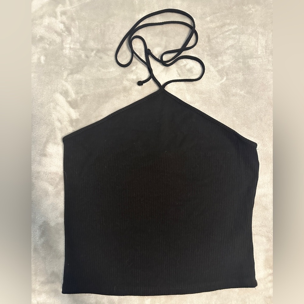 Heart & Hips super cute black halter cropped top, size medium